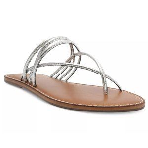 Schutz Women's Mirielle Metallic Slip On Crisscross Slide Sandals Size 9